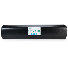 10' x 100' Black 6 mil Greenhouse Plastic Sheeting, LDPE Film Roll, 1000 sq. ft. Area